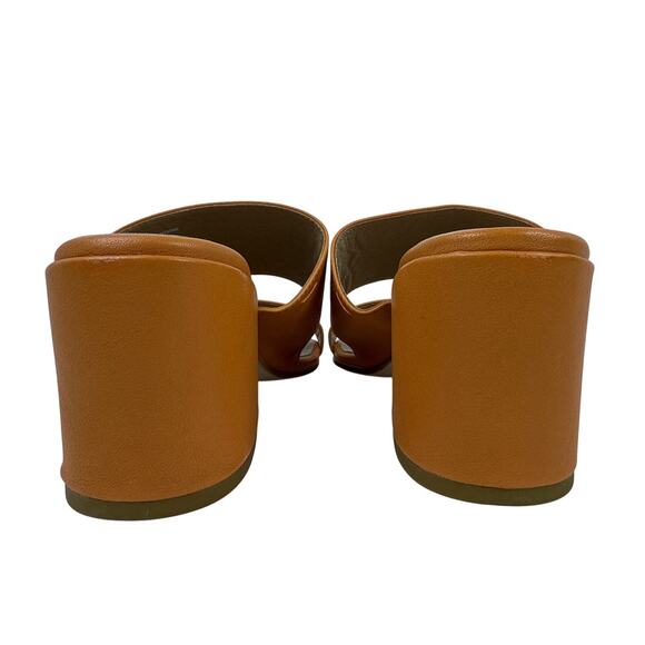 Eileen Fisher Rome Mule Sandal Womens 8 Orange Leather Straps Slip On Block Heel main image 3